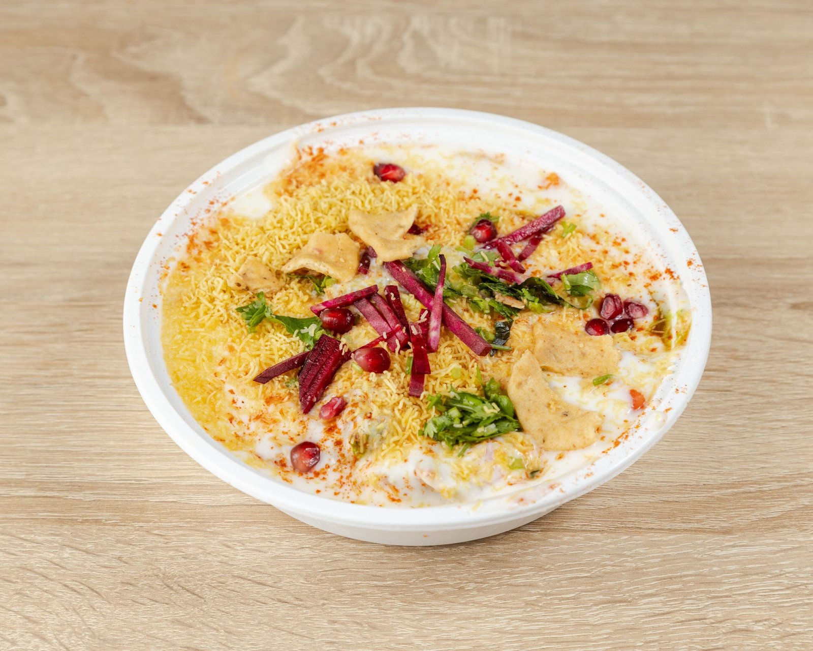 Dahi Papdi Chaat with coriander garnish at Chatori Gali Brampton