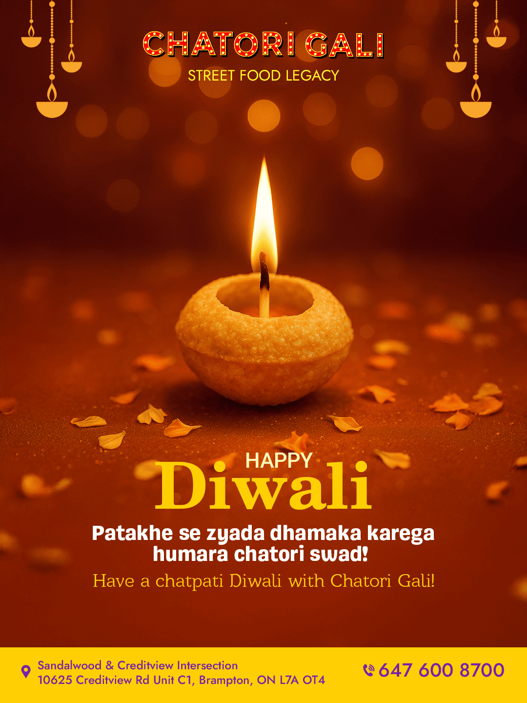 Chatori Gali Brampton post for Diwali with Indian dishes